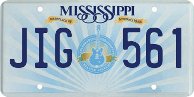 MS license plate JIG561
