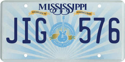 MS license plate JIG576