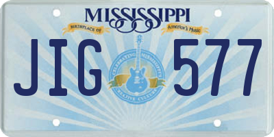 MS license plate JIG577