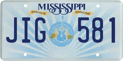 MS license plate JIG581