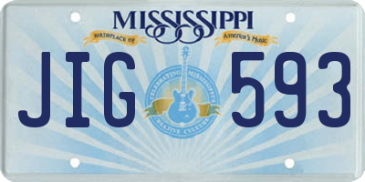 MS license plate JIG593