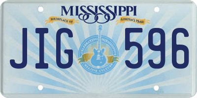 MS license plate JIG596