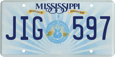 MS license plate JIG597