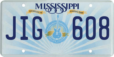 MS license plate JIG608