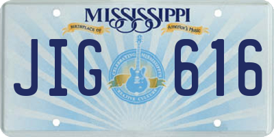 MS license plate JIG616