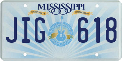 MS license plate JIG618