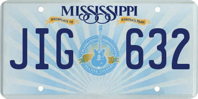 MS license plate JIG632
