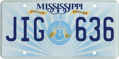 MS license plate JIG636