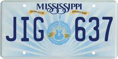 MS license plate JIG637