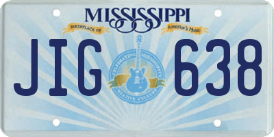 MS license plate JIG638
