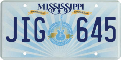 MS license plate JIG645