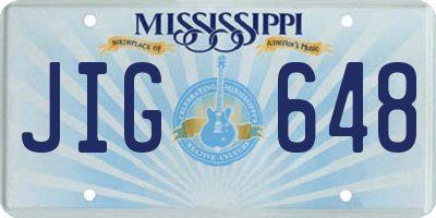 MS license plate JIG648