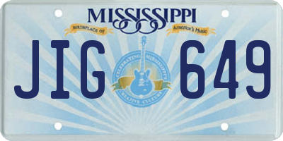 MS license plate JIG649