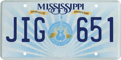 MS license plate JIG651