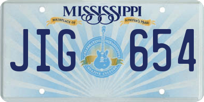 MS license plate JIG654