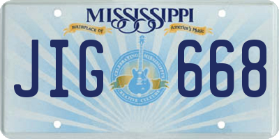 MS license plate JIG668