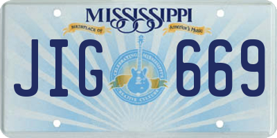 MS license plate JIG669
