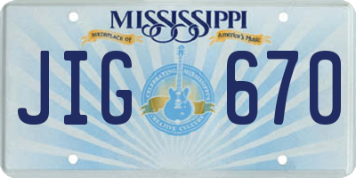 MS license plate JIG670