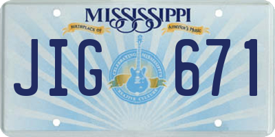 MS license plate JIG671