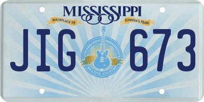 MS license plate JIG673