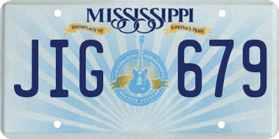 MS license plate JIG679