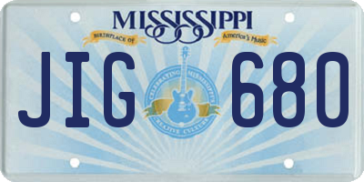 MS license plate JIG680