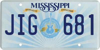 MS license plate JIG681