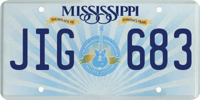 MS license plate JIG683