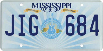 MS license plate JIG684