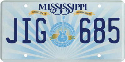 MS license plate JIG685