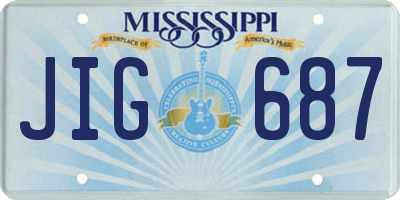 MS license plate JIG687