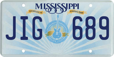 MS license plate JIG689