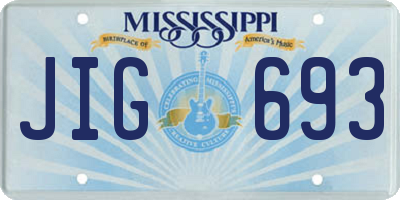 MS license plate JIG693