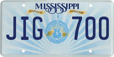 MS license plate JIG700