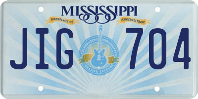 MS license plate JIG704