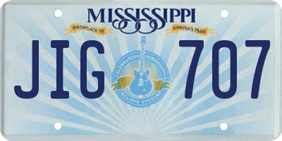 MS license plate JIG707