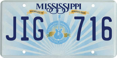 MS license plate JIG716