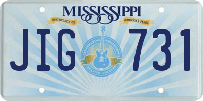 MS license plate JIG731