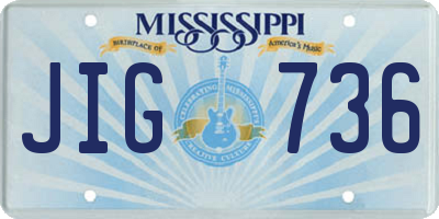 MS license plate JIG736