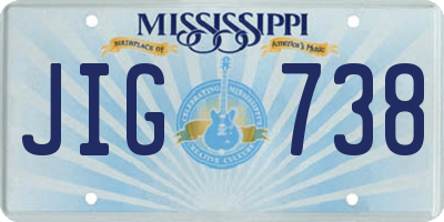 MS license plate JIG738