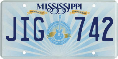 MS license plate JIG742