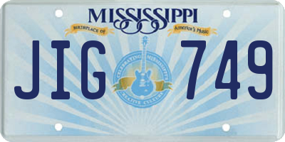 MS license plate JIG749