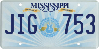 MS license plate JIG753