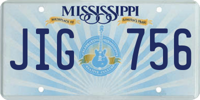 MS license plate JIG756
