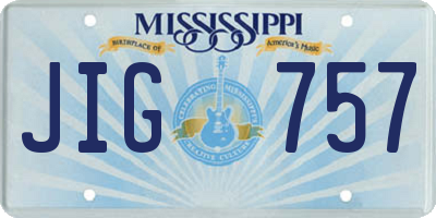 MS license plate JIG757