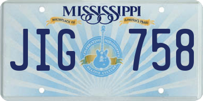 MS license plate JIG758