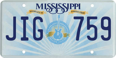 MS license plate JIG759