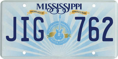 MS license plate JIG762