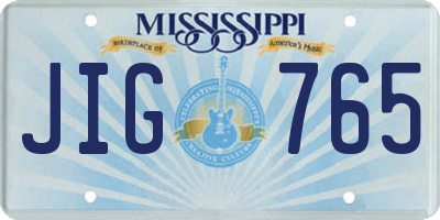 MS license plate JIG765