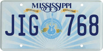 MS license plate JIG768